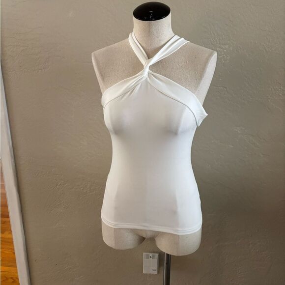 Amazon Twist Front White Halter Top sz Small - Picture 3 of 5